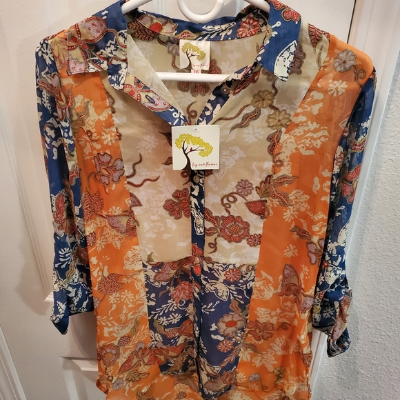 NWT Anthropologie Mixed Media Sheer Blouse - Picture 6 of 12